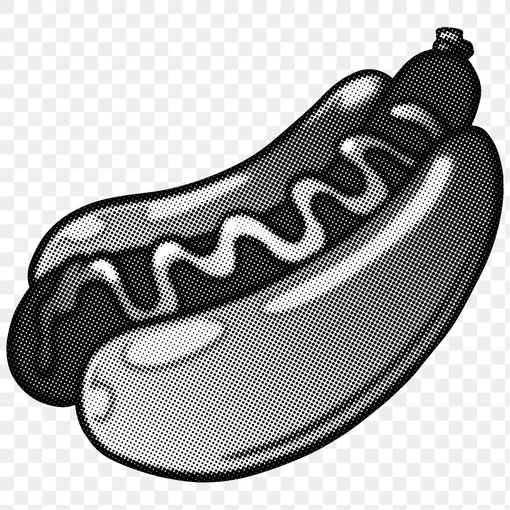 Black and white hot dog sticker design element