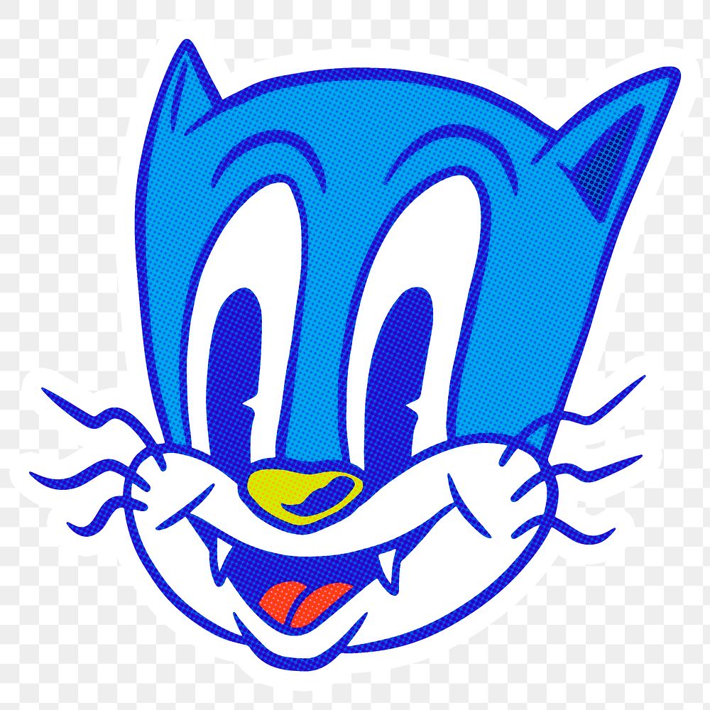 Blue cartoon cat sticker | Free PNG Sticker - rawpixel