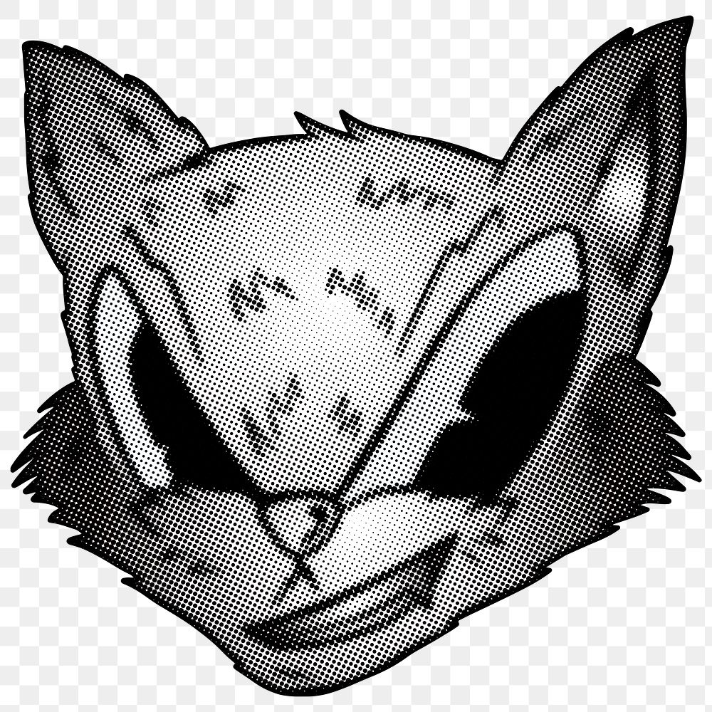 Black and white cunning fox sticker design element