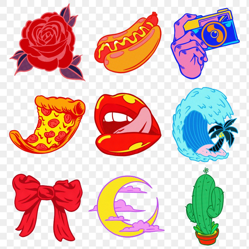 Cool colorful sticker set desgin resources