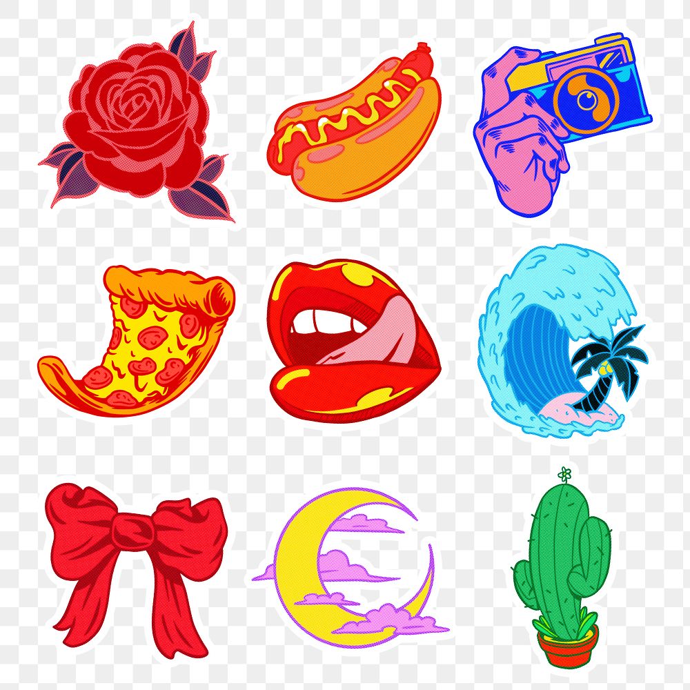 Cool colorful sticker set desgin resources