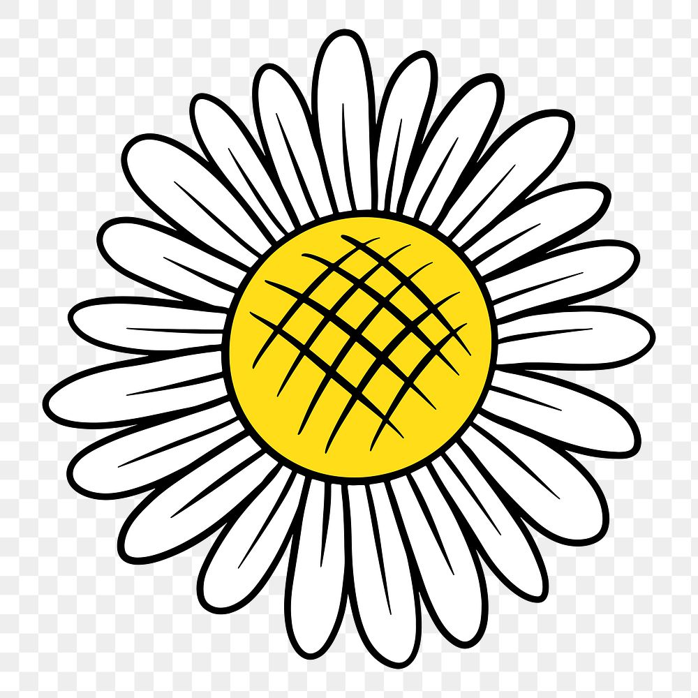 White daisy flower sticker design element
