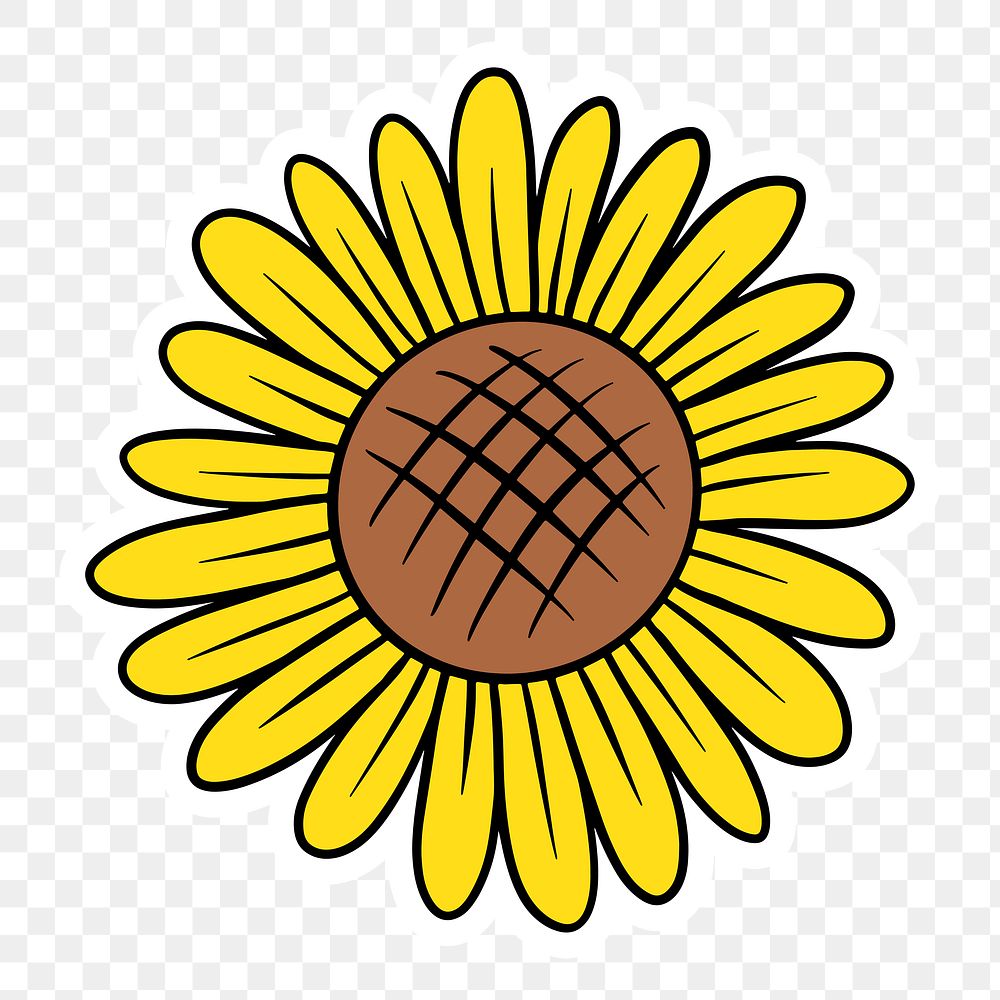 Cute sunflower sticker with a white | Premium PNG Sticker - rawpixel