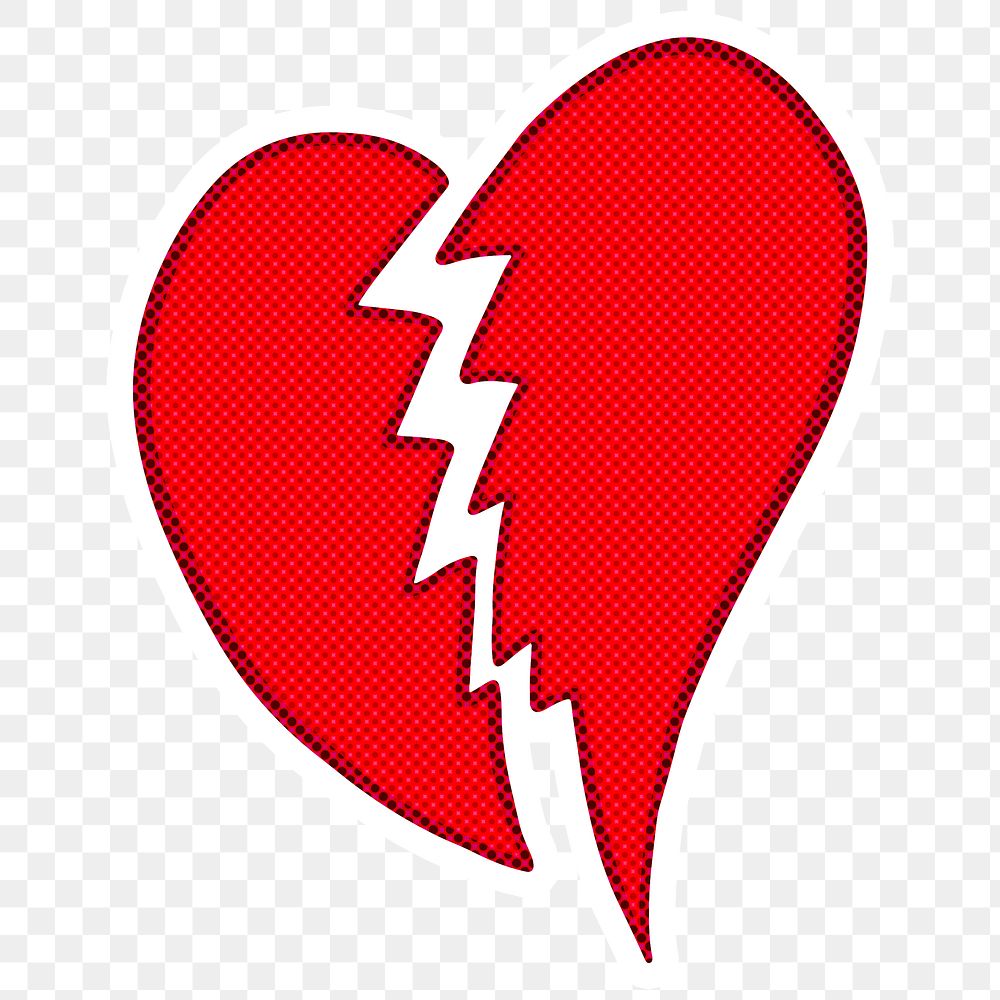 Halftone red broken heart sticker | Free PNG Sticker - rawpixel