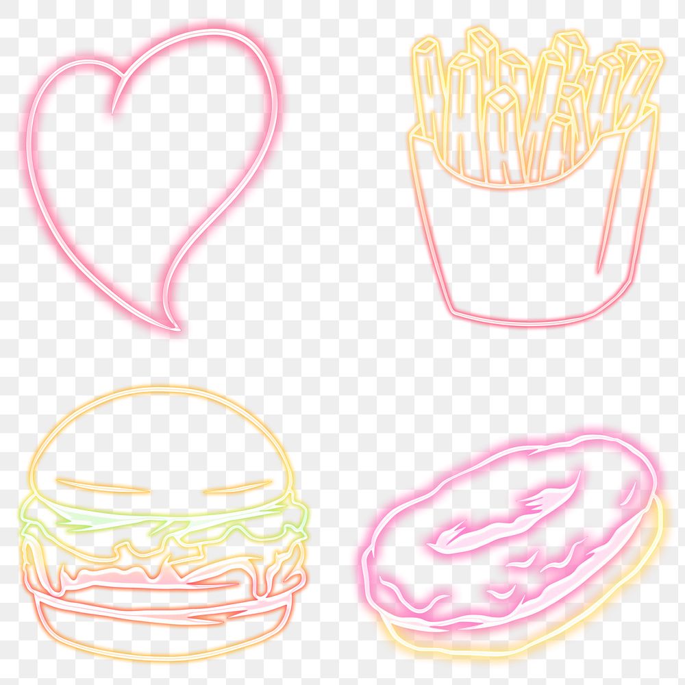 Cute neon sticker set design resources 