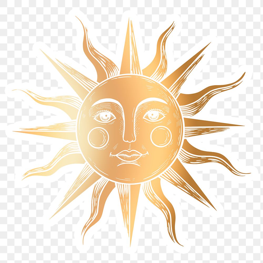 Golden sun with a face | Premium PNG Sticker - rawpixel