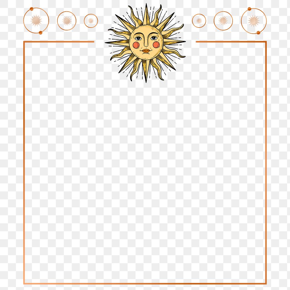 Sun on rectangle frame background design element