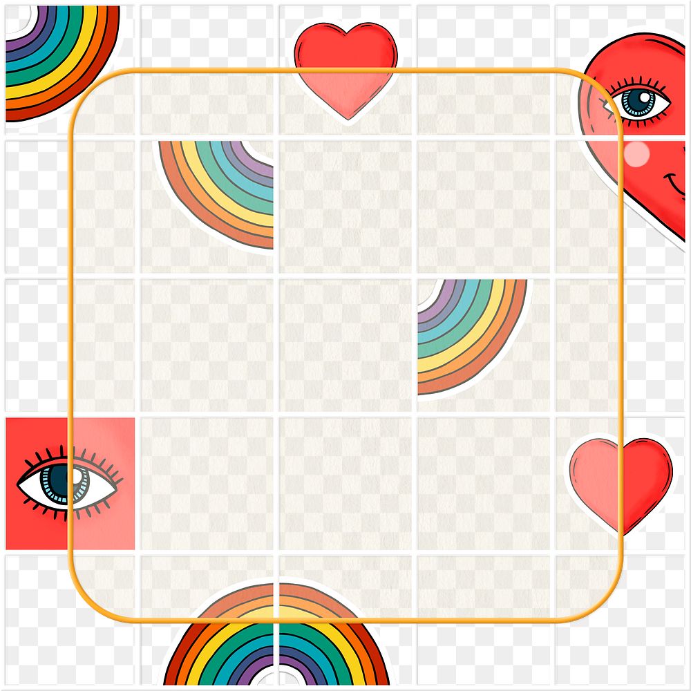 Square cheerful icon frame design element