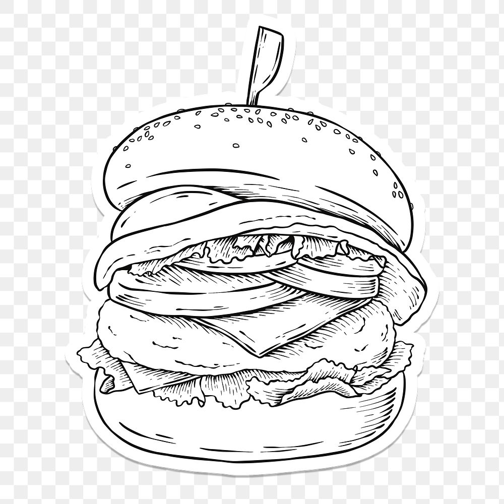 White hamburger sticker with a white border