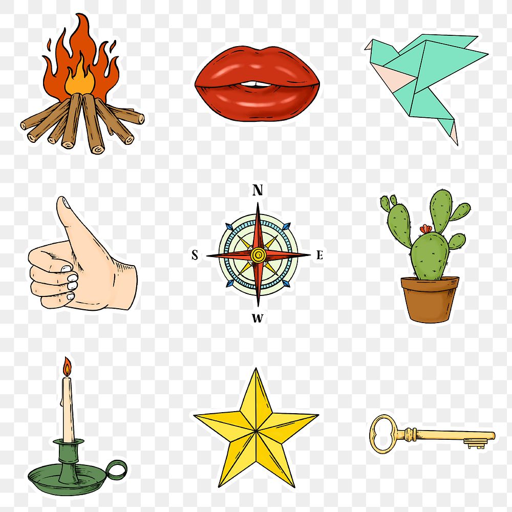 Colorful journal sticker set design element