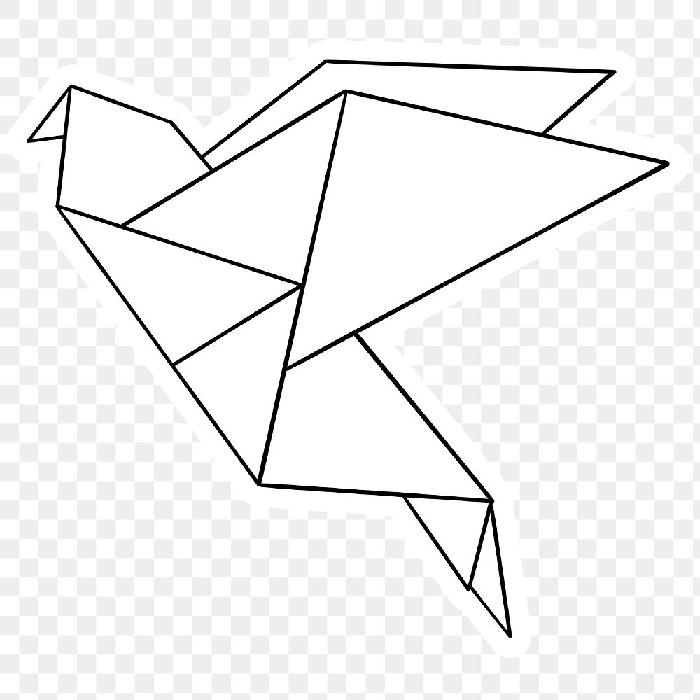 White origami bird sticker design element