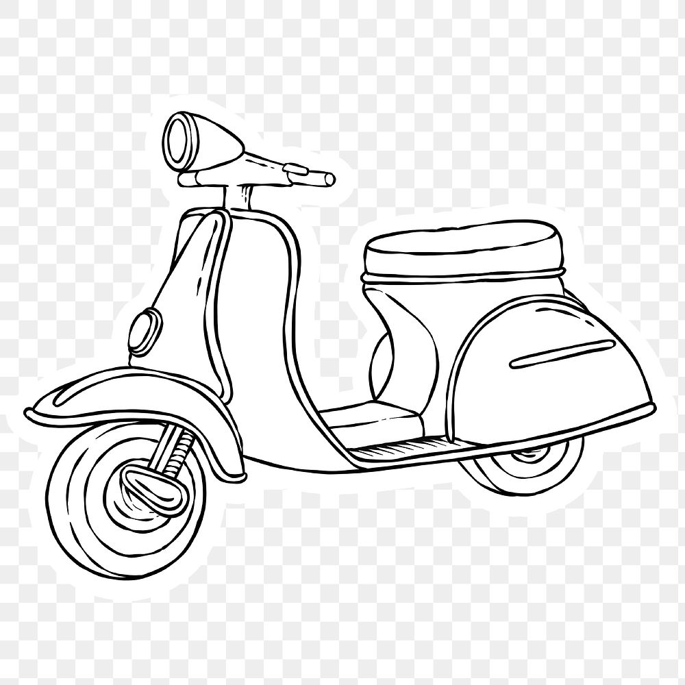 Black and white scooter sticker png