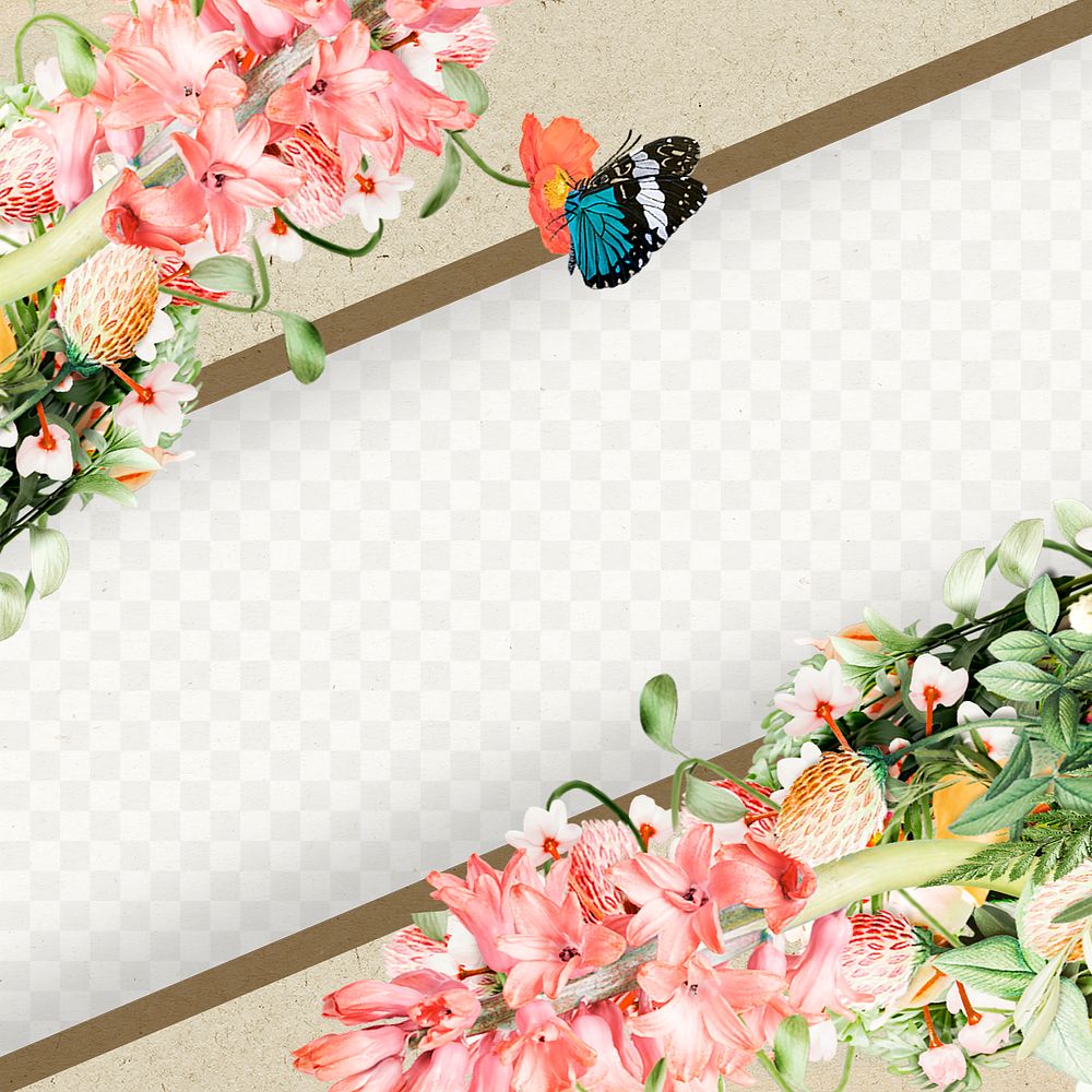 Colorful blooming flowers oblique frame design element