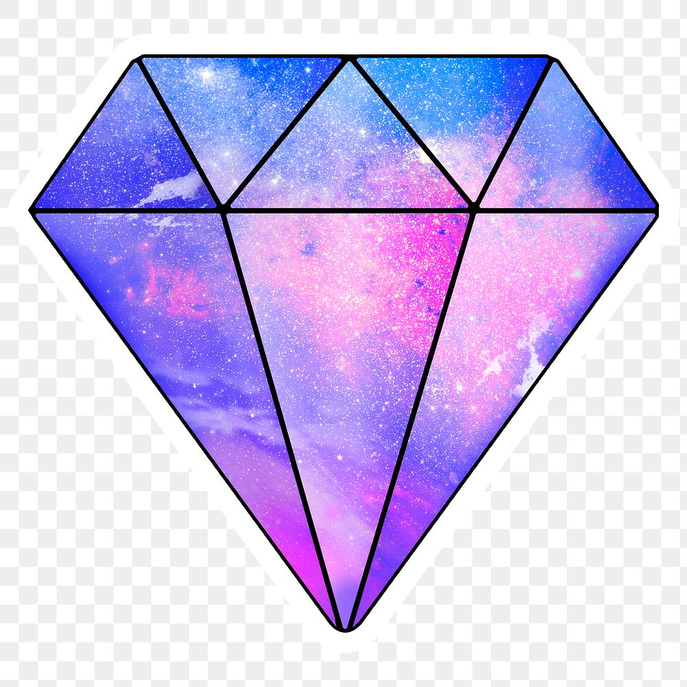Purple galaxy patterned geometrical shaped diamond sticker design element