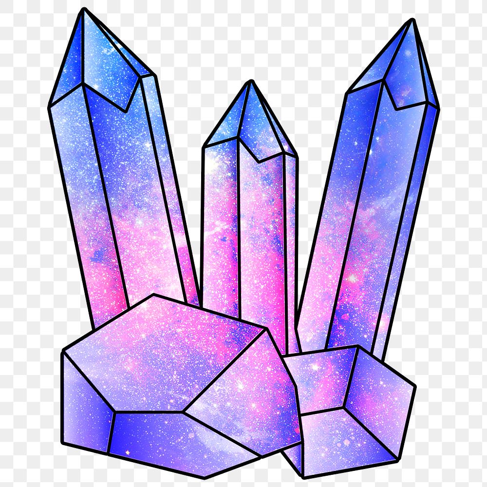 Purple galaxy patterned geometrical shaped crystal sticker design element