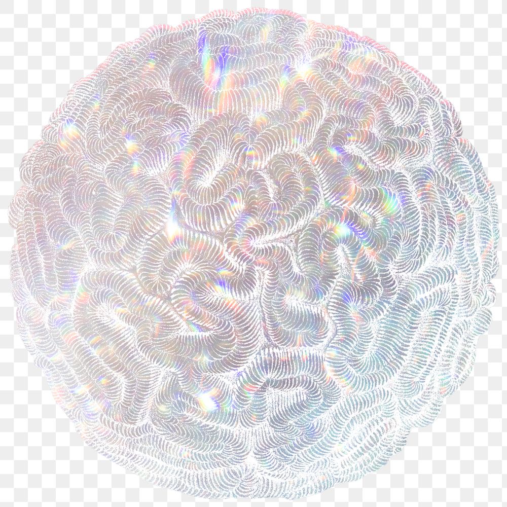 Silver holographic coral sticker design element