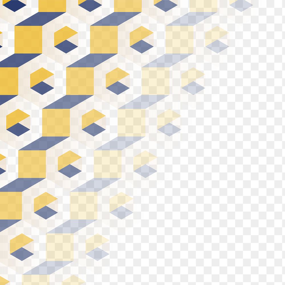 3D yellow and blue hexagonal pattern design element