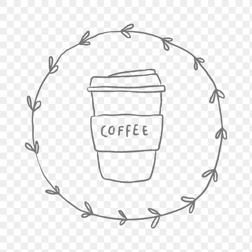 Coffee shop badge doodle style illustration