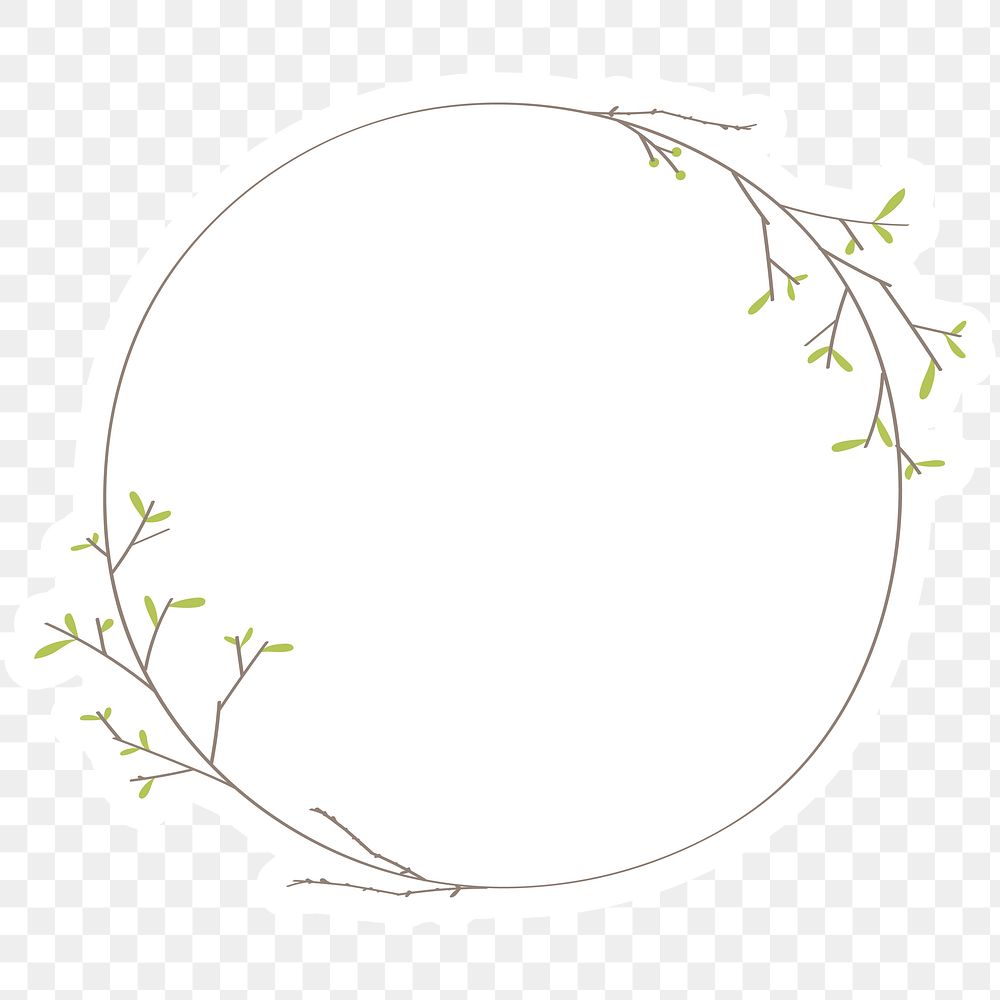 Leafy doodle frame design element | Premium PNG Sticker - rawpixel