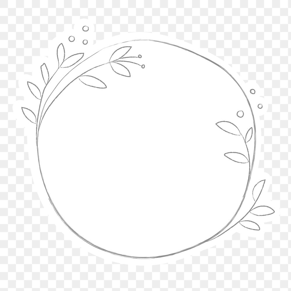 Leafy doodle frame design element | Free PNG Sticker - rawpixel