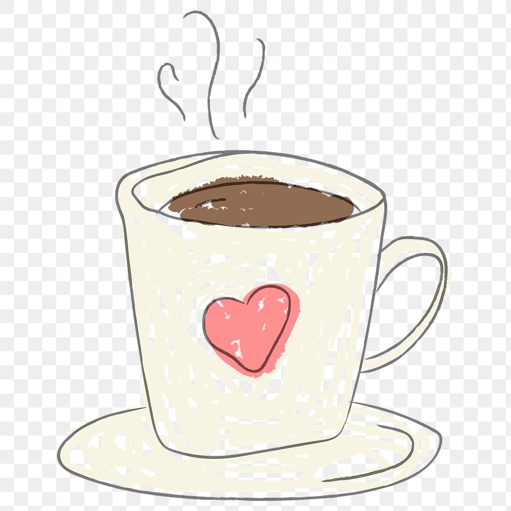 Heart symbol on a cup doodle style illustration