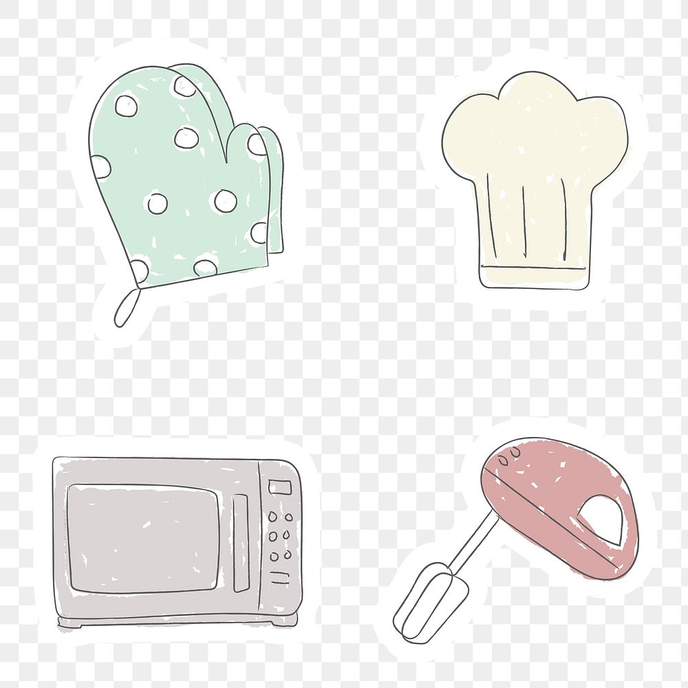 Cute cooking utensils doodle stickers Premium PNG rawpixel