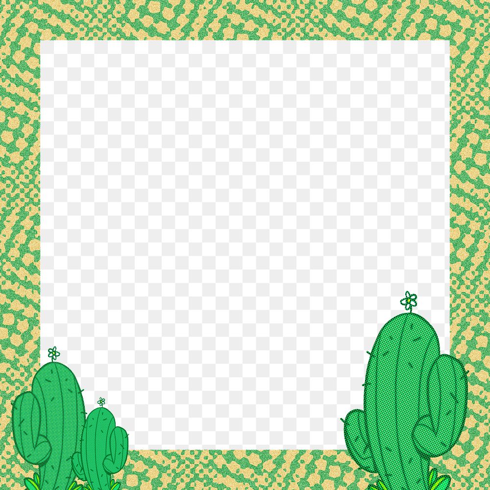 Green natural cactus frame design element