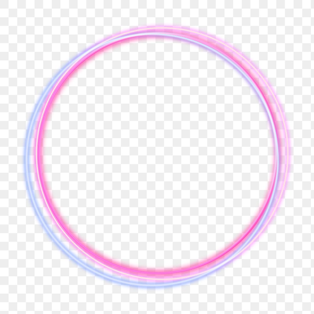 Round pink and blue neon frame design element