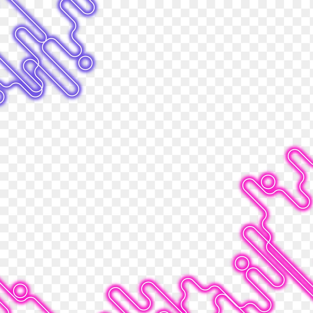 Pink and purple neon abstract border design element