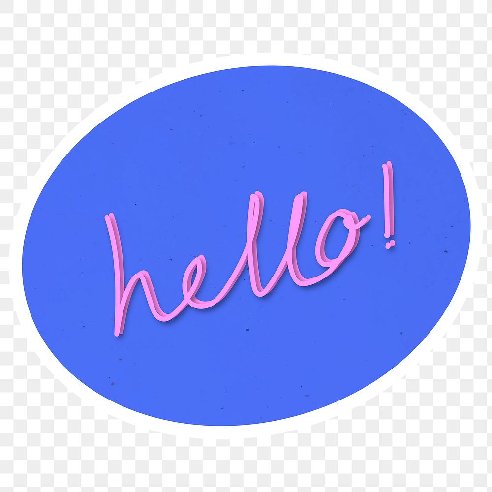 Pink hello greetings typography sticker design element 