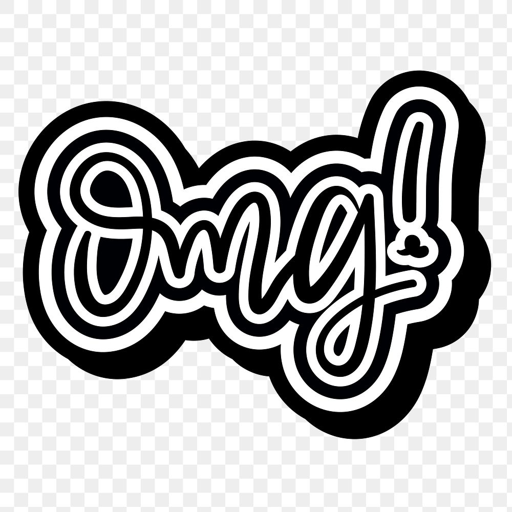 Doodle white OMG! word design element