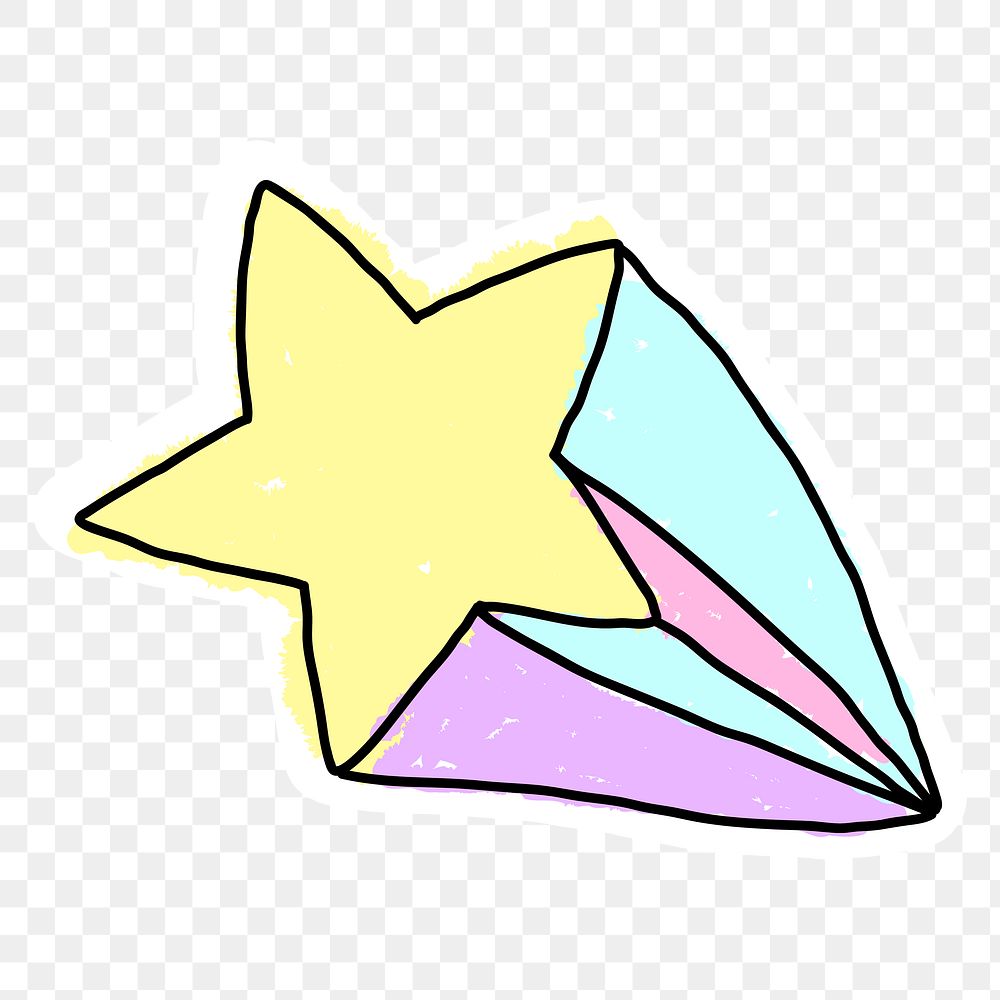 Pastel shooting star doodle sticker with a white border design element
