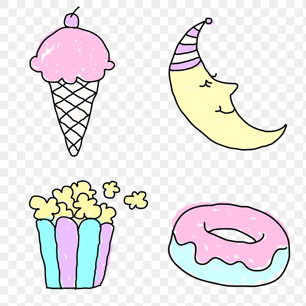 Cute pastel doodle style design Premium PNG rawpixel