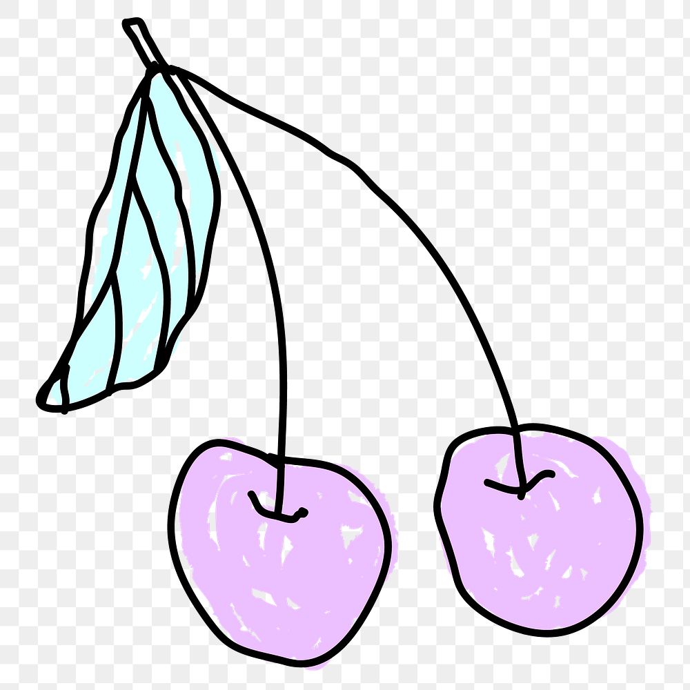 Hand drawn purple cherry design element