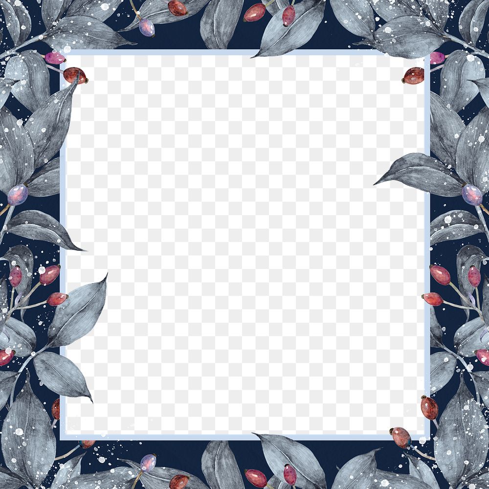 Gray leaf png frame background illustration 