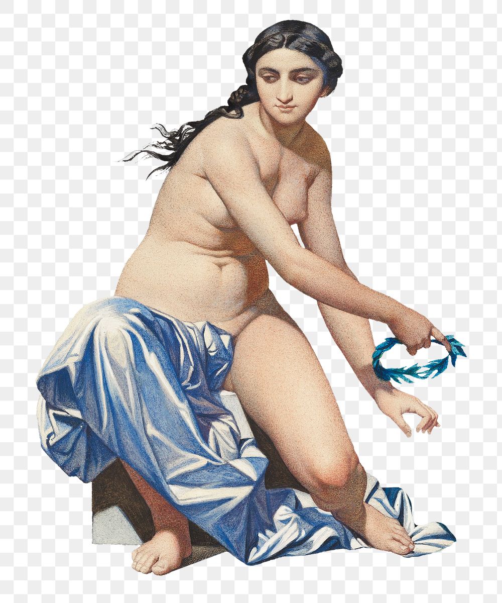 Naked woman watercolor painting png