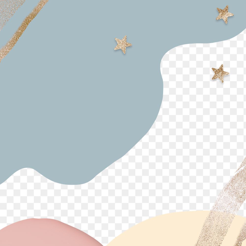 Abstract png dull pastel color paint with gold star glitter