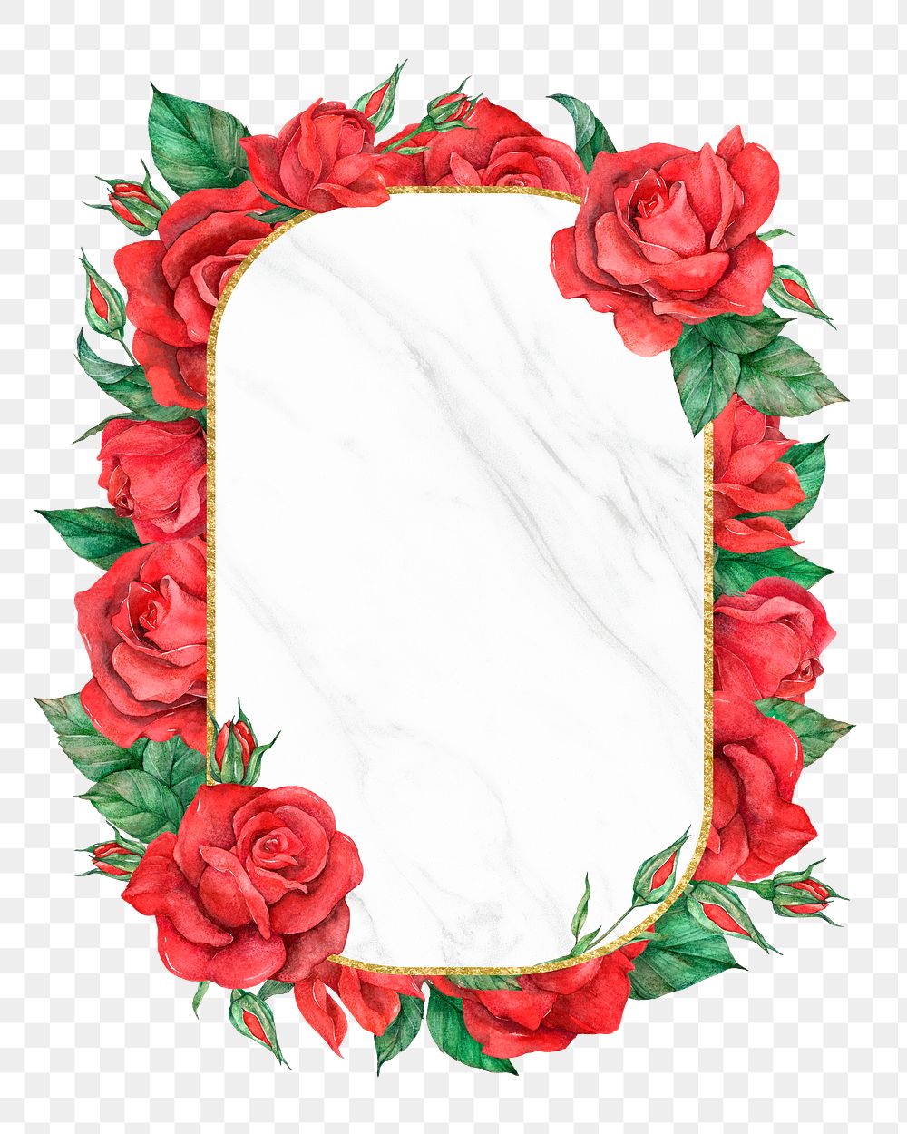 Red rose frame png transparent background