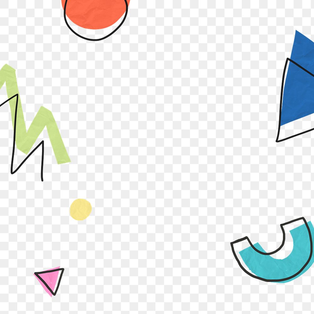 Cute colorful png memphis hand drawn pattern