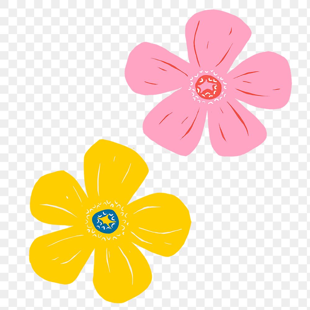 Colorful stencil flower png sticker | Free PNG Sticker - rawpixel