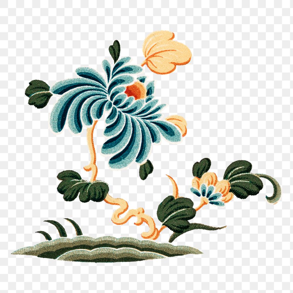Chinese art flower png sticker decorative ornament