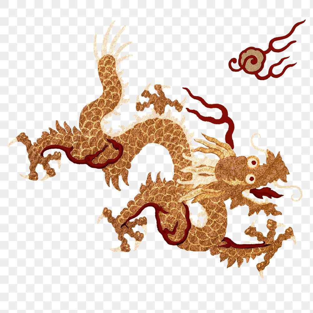 Chinese art gold png dragon sticker decorative ornament
