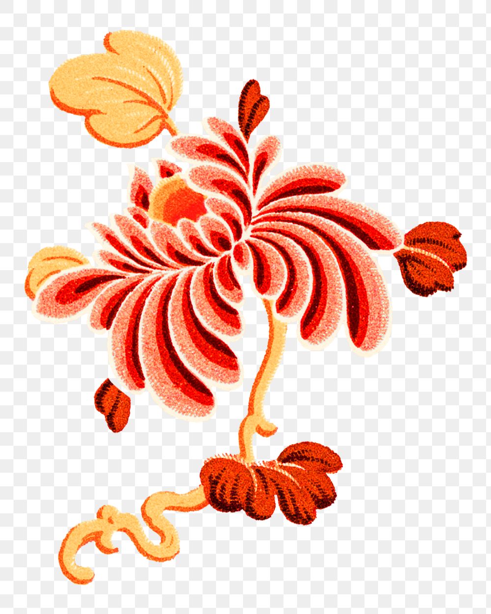 Chinese art png flower sticker decorative ornament