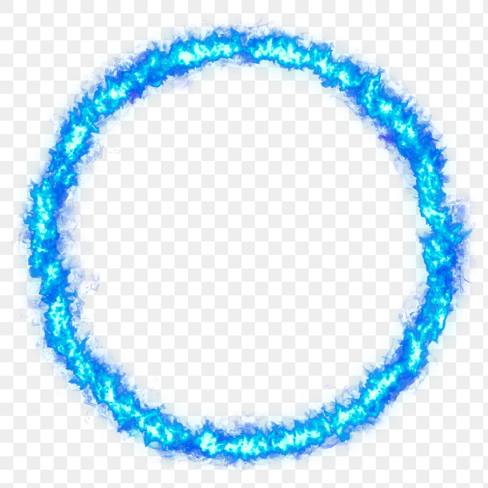 Png dramatic blue circle fire frame