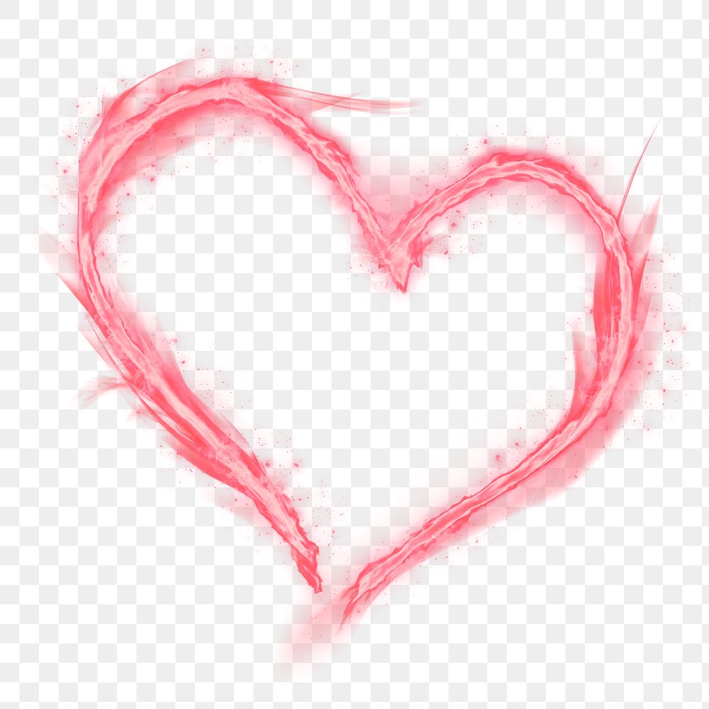 Pink png heart fire frame with transparent background