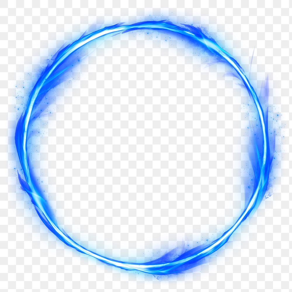 Png retro blue circle fire frame