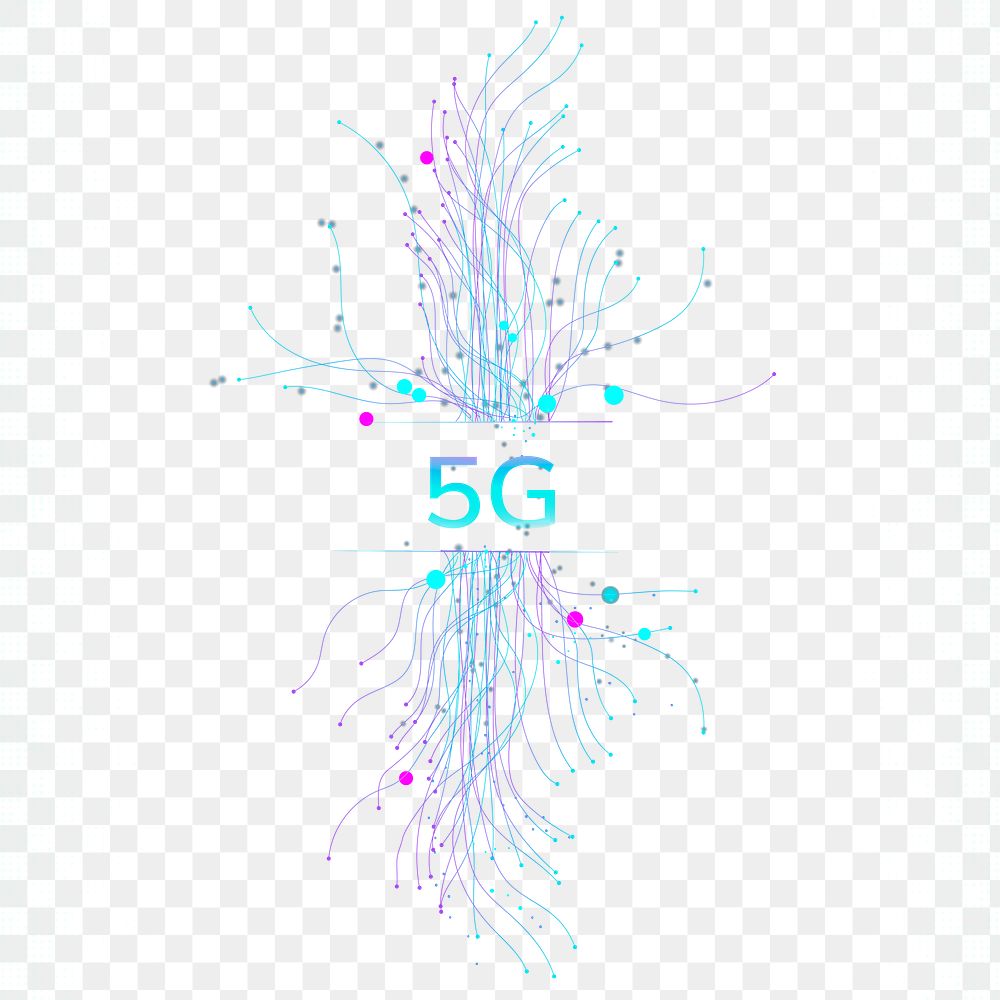 Particle data dots png 5G futuristic technology 