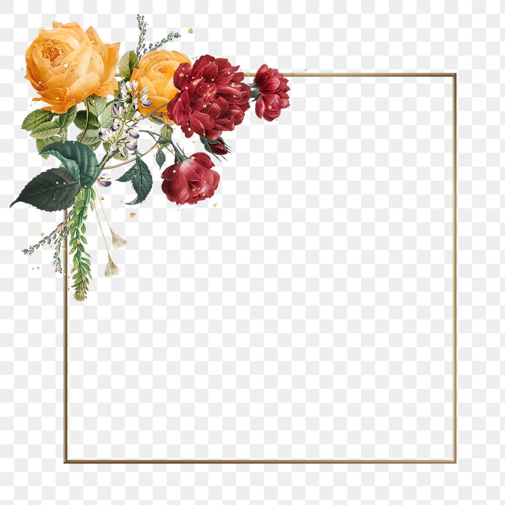 Floral yellow decorated frame png | Premium PNG - rawpixel