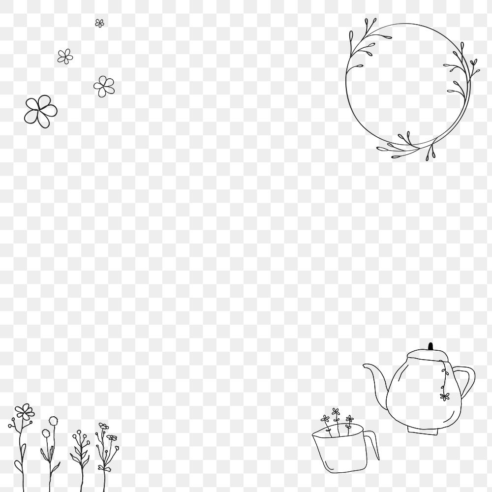 Lifestyle frame png cute afternoon tea theme doodle drawing
