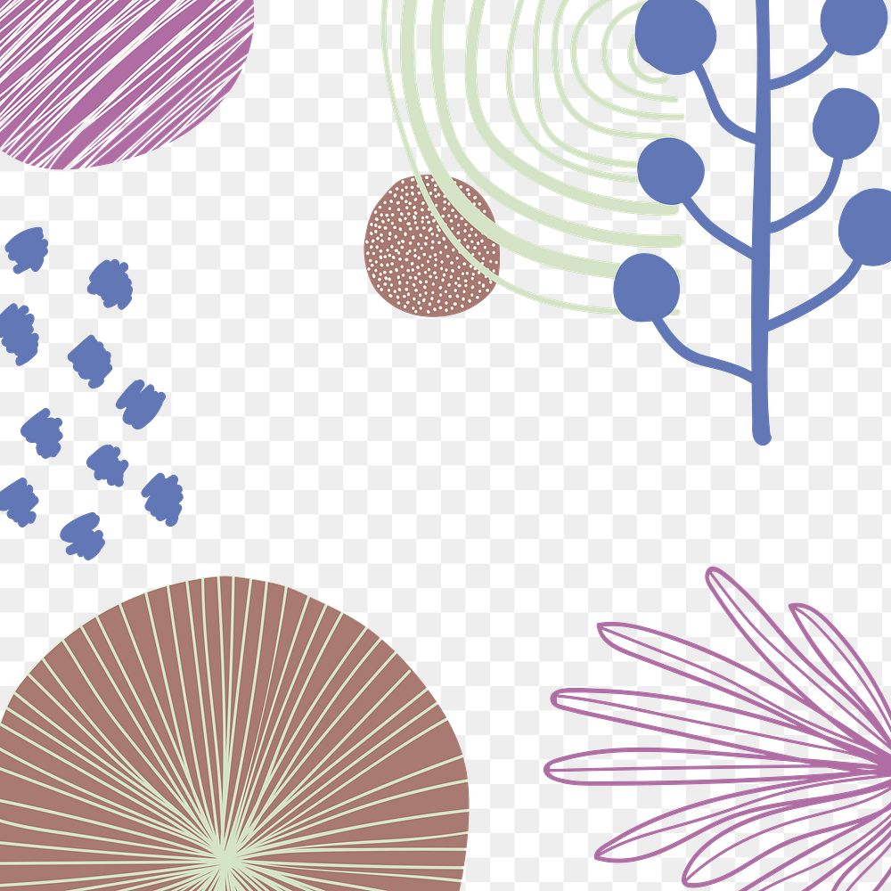 Abstract floral Memphis background png in pink color